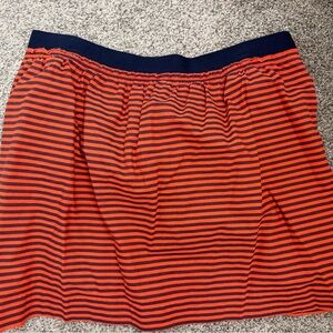 J. Crew Orange and Navy Striped A-Line Skirt